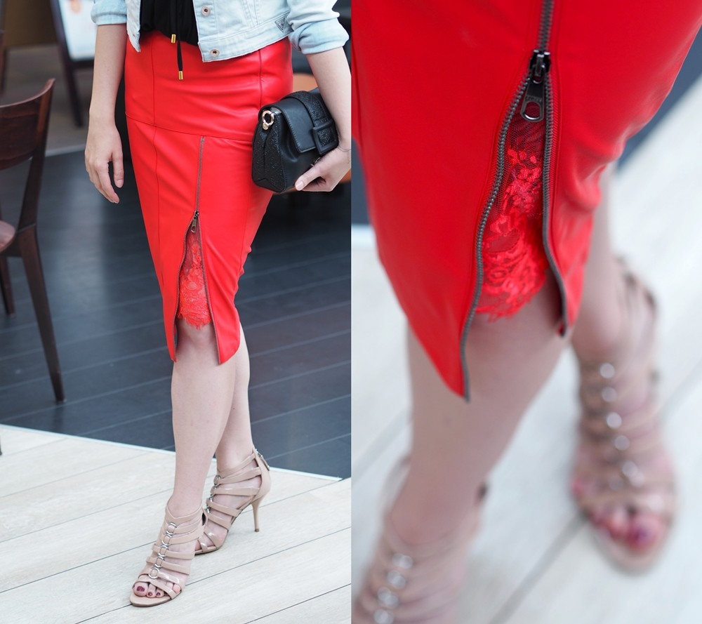 guess total look-leather red skirt (4)